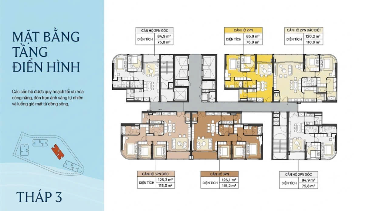 Mặt bằng tháp 3 dự án Palm River - Palm City